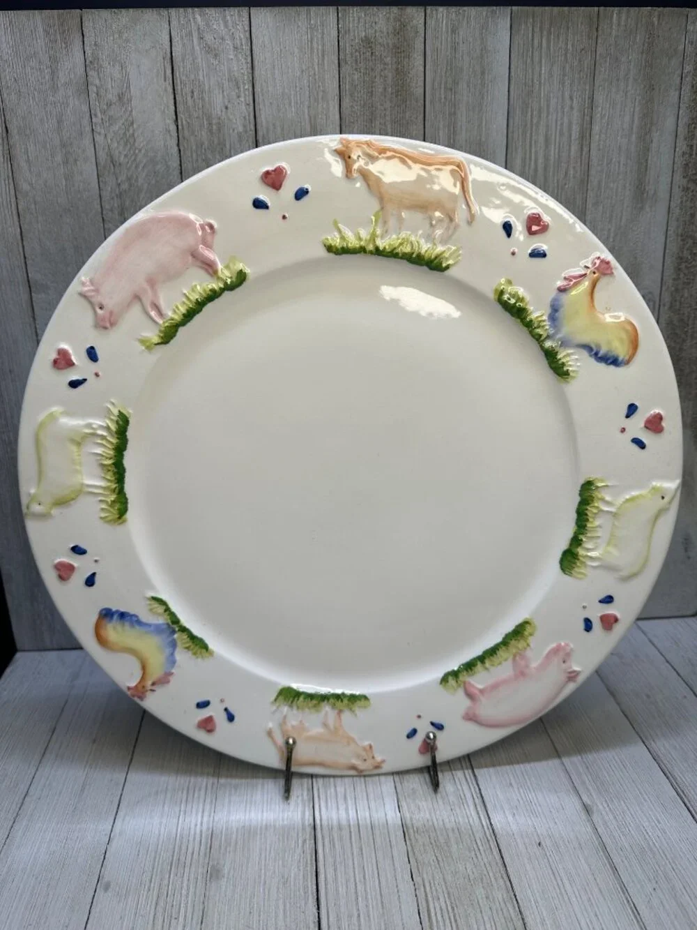 Vtg Stefani Farmhouse Animals Pig Rooster Cow 12.5